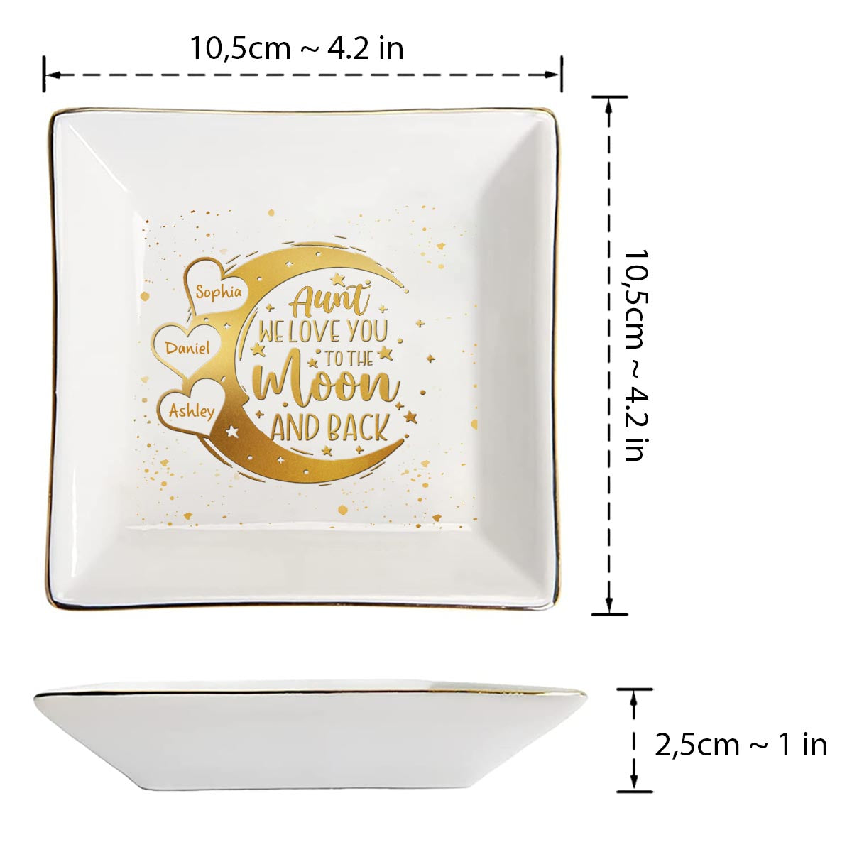 Je t'aime jusqu'à la lune et retour - Cadeau pour maman, grand-mère, grand-père, oncle, tante, papa - Porte-bijoux personnalisé