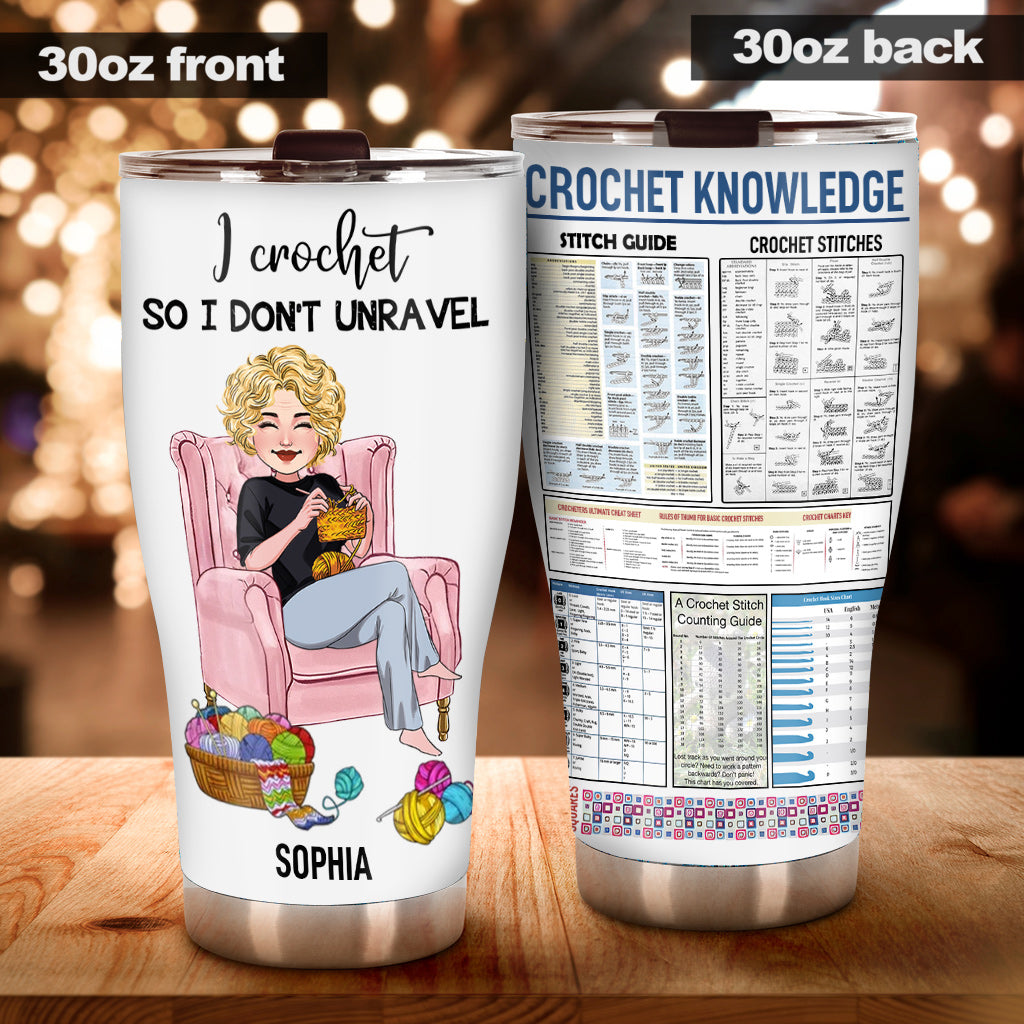 Je crochete pour ne pas défaire mon ouvrage - Gobelet personnalisé au crochet