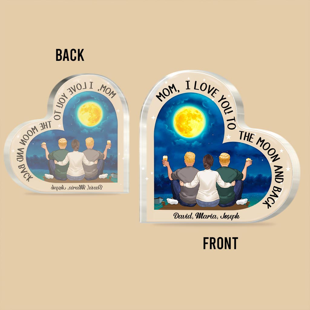Moon And Back - Gift for mom, grandma - Personalized Custom Shaped Acrylic Plaque