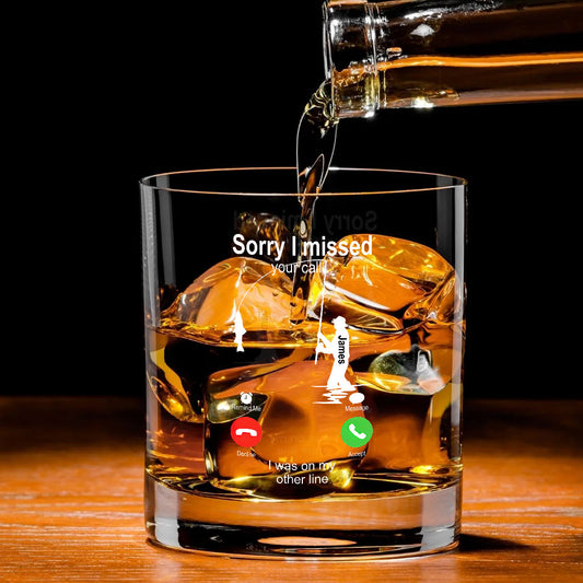 Sorry I Missed Your Call I Was On The Other Line - Personalized Fishing Rock Glass