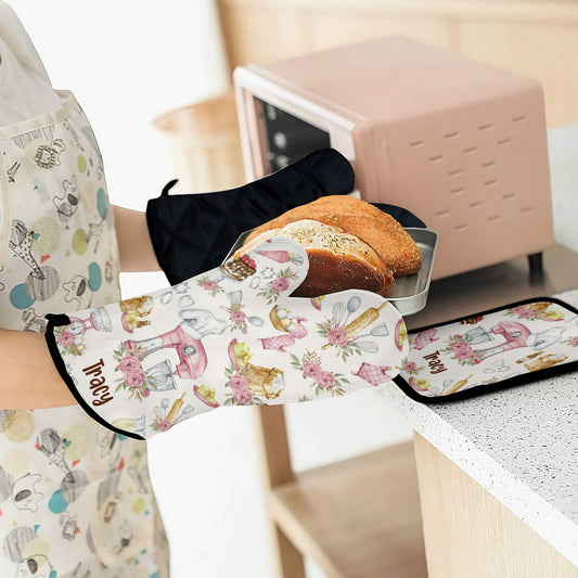 La pâtisserie, c'est ma thérapie ! – Ensemble de gants de cuisine et maniques personnalisés