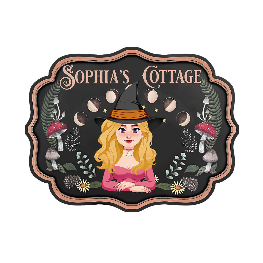 Witch's Cottage - Personalized Witch Shaped Doormat
