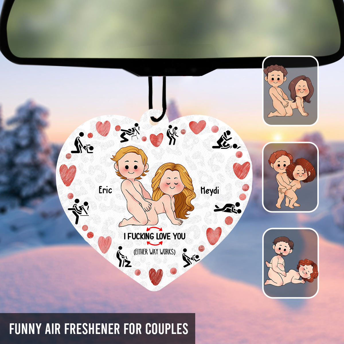 Je t'aime - cadeau pour mari, femme, petit ami, petite amie - Désodorisant personnalisé en forme de cœur