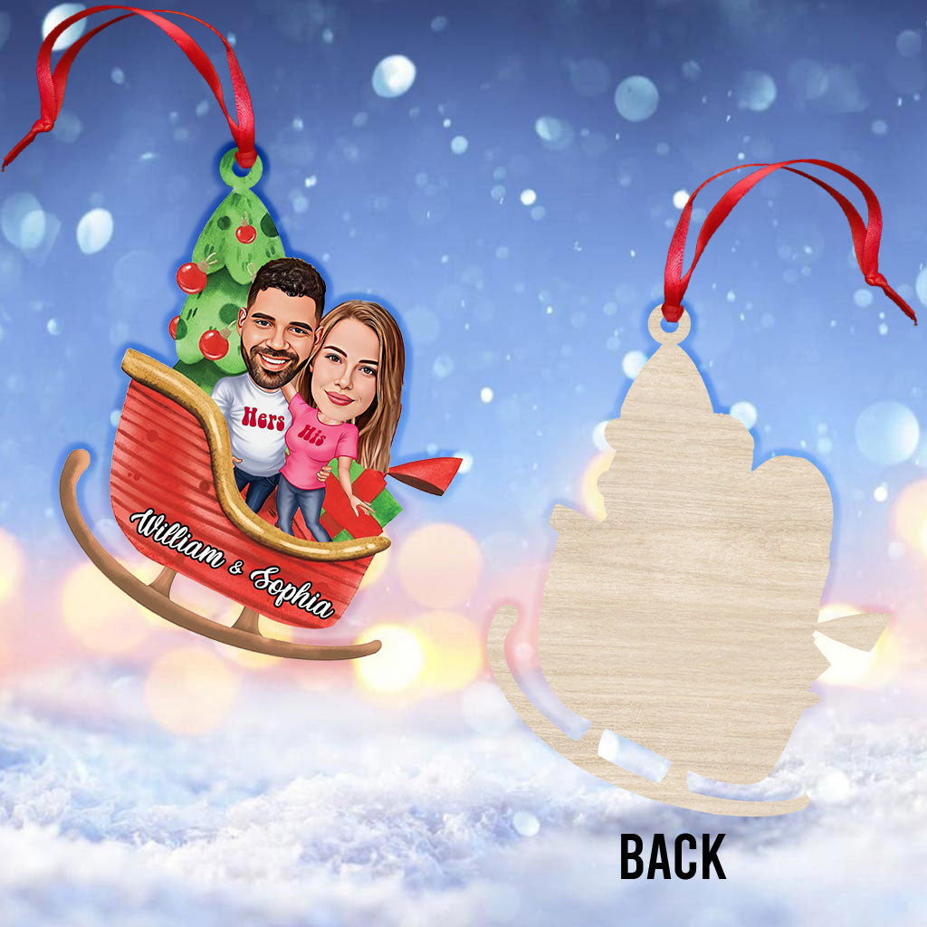 Fenêtre avec portrait caricatural de famille, de couple ou d'amis - Ornement familial personnalisé