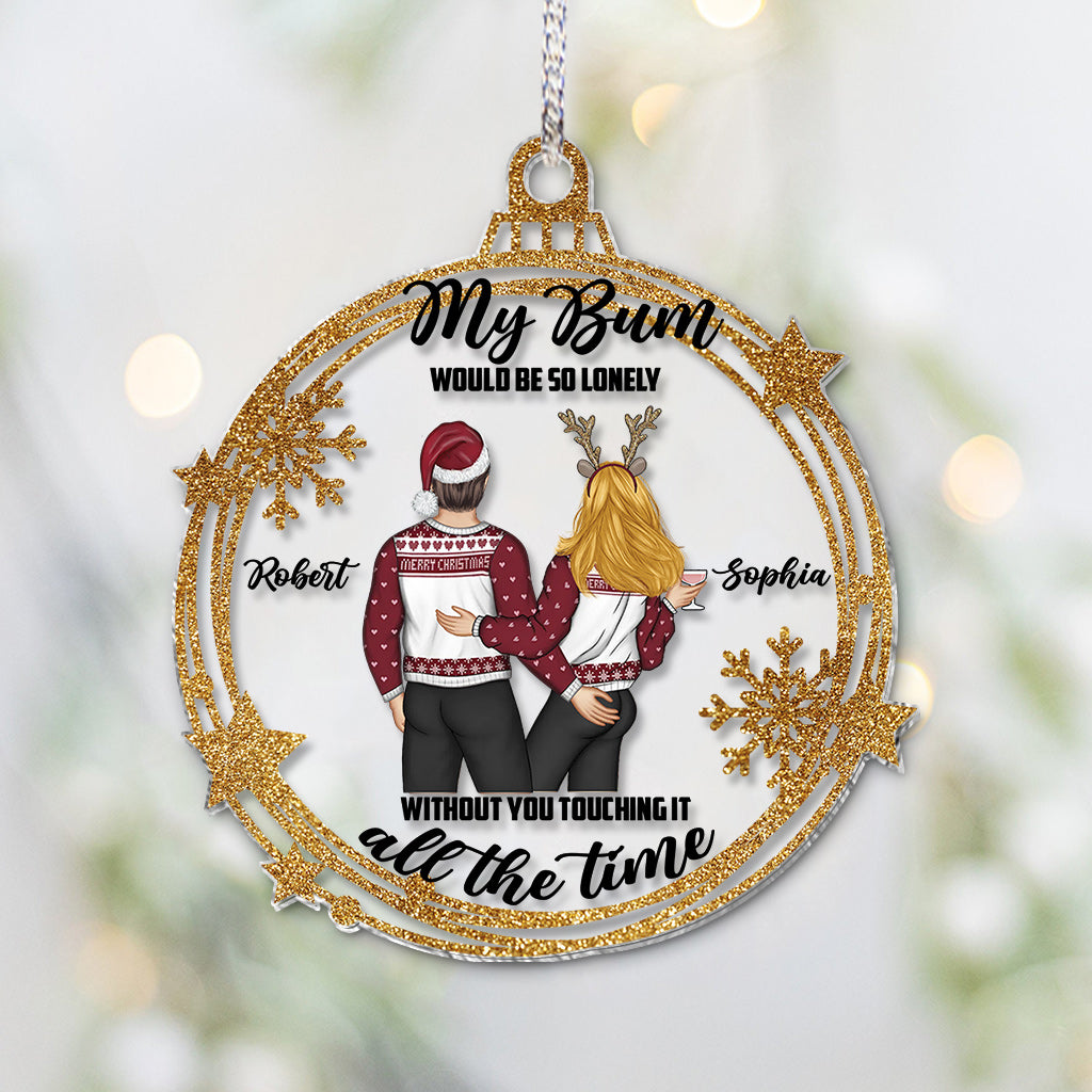 Touche mes fesses - Ornement transparent personnalisé pour couple