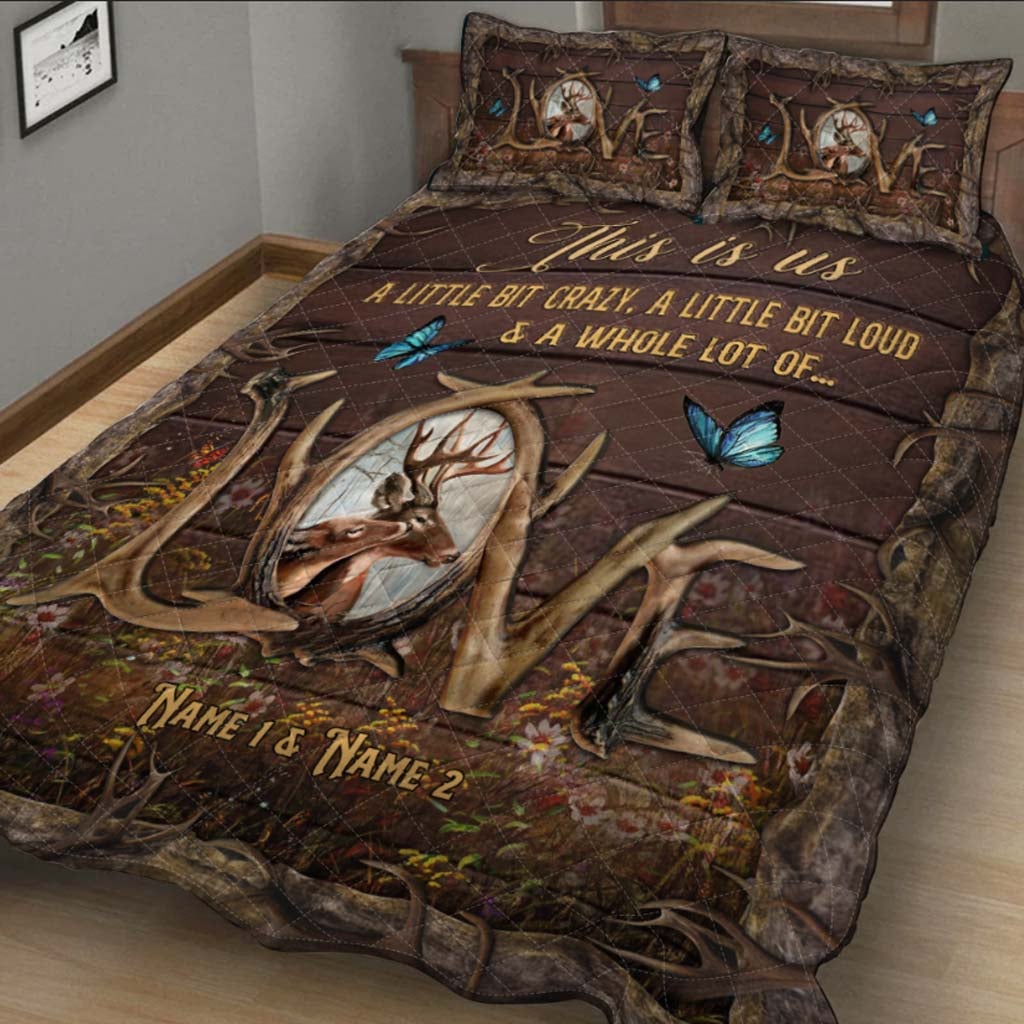 This Is Us - Personalized Couple Hunting Quilt Set