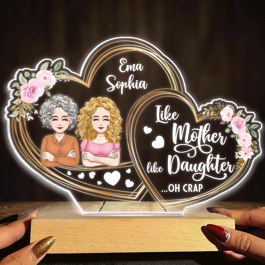 Je t'aime - Cadeau pour maman, fille - Plaque lumineuse personnalisée