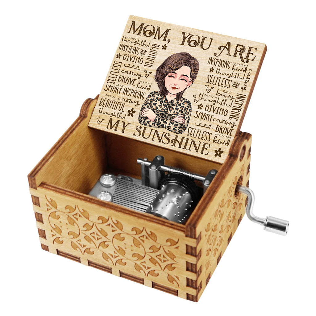 Maman, tu es mon rayon de soleil - Cadeau pour maman, grand-mère, fille, épouse, tante - Boîte à musique à manivelle personnalisée