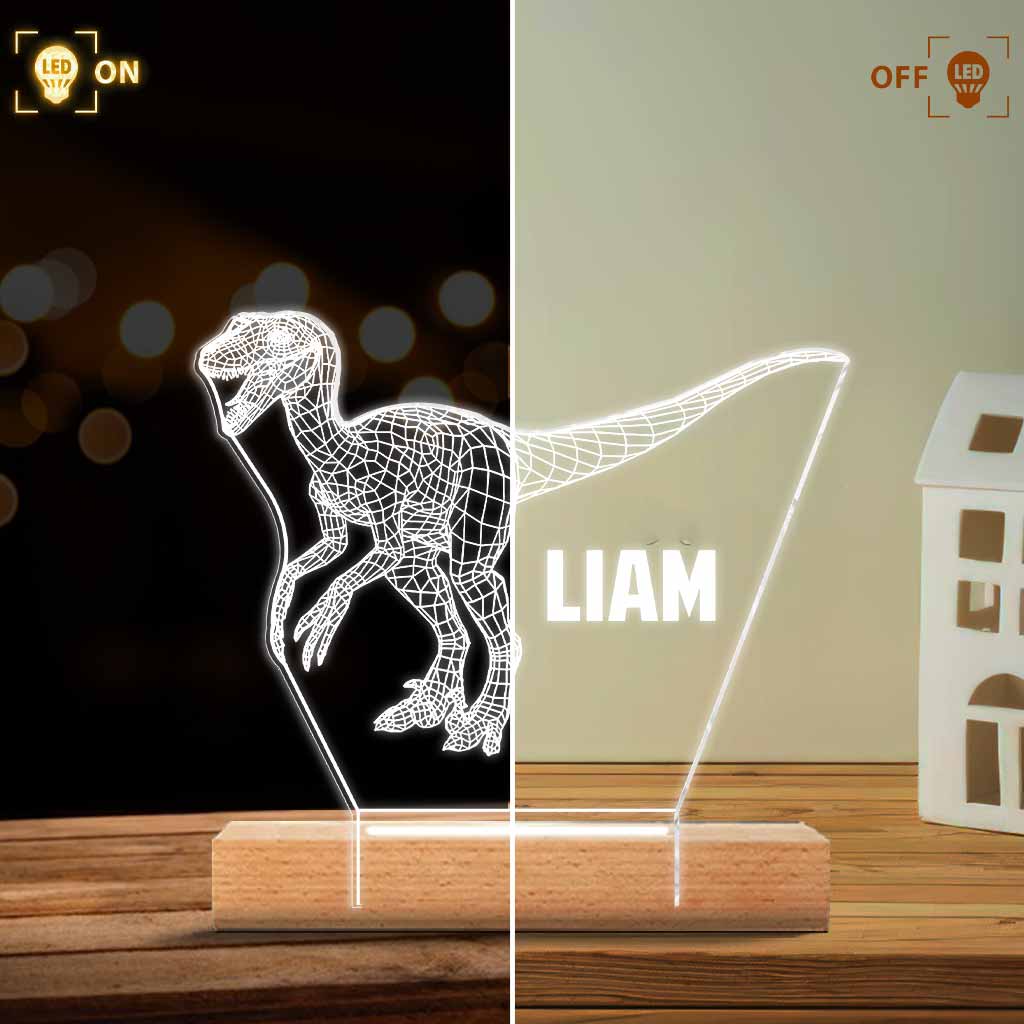 Bébé Dinosaure - Plaque lumineuse personnalisée en forme de dinosaure