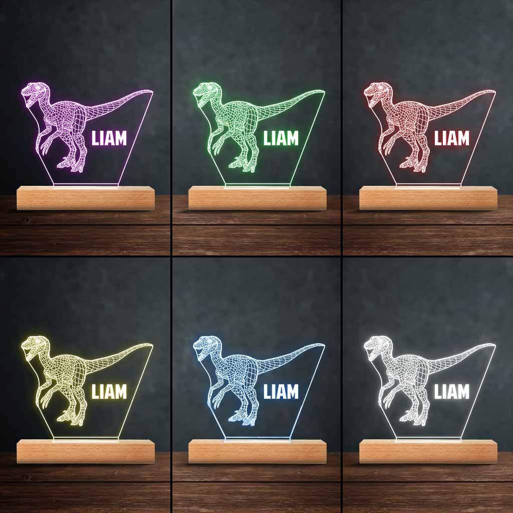 Bébé Dinosaure - Plaque lumineuse personnalisée en forme de dinosaure