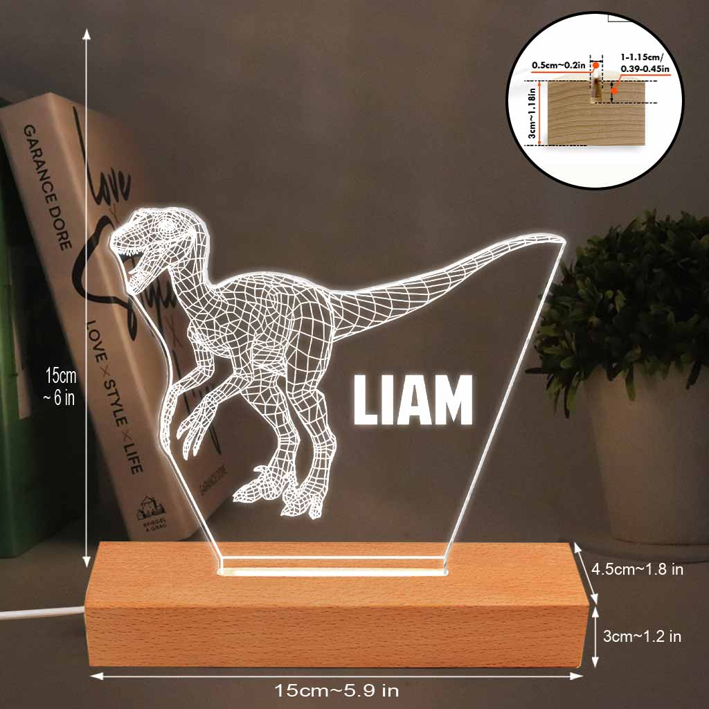 Bébé Dinosaure - Plaque lumineuse personnalisée en forme de dinosaure