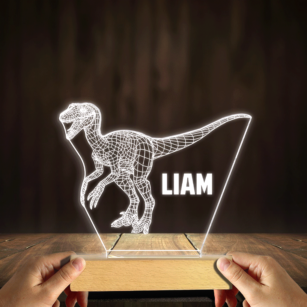 Bébé Dinosaure - Plaque lumineuse personnalisée en forme de dinosaure