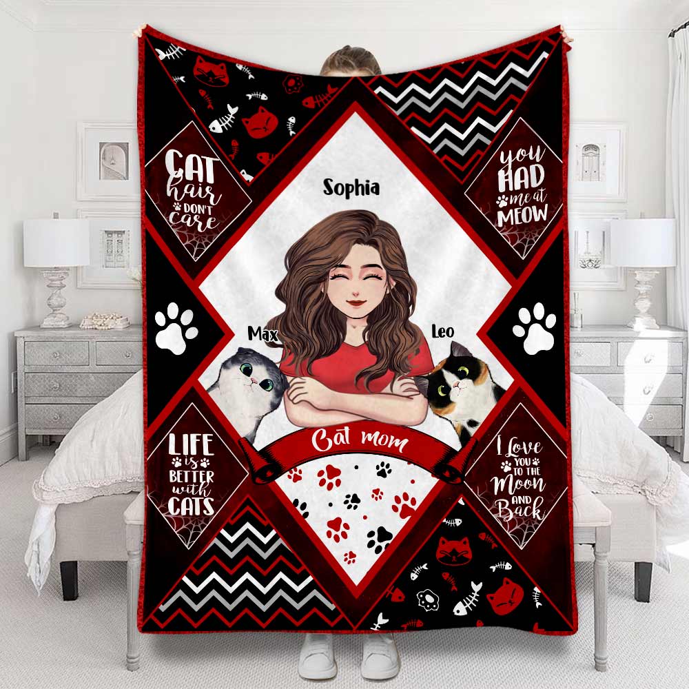 Maman Chat Papa Chat - Couverture pour chat personnalisée pour la fête des mères et la fête des pères