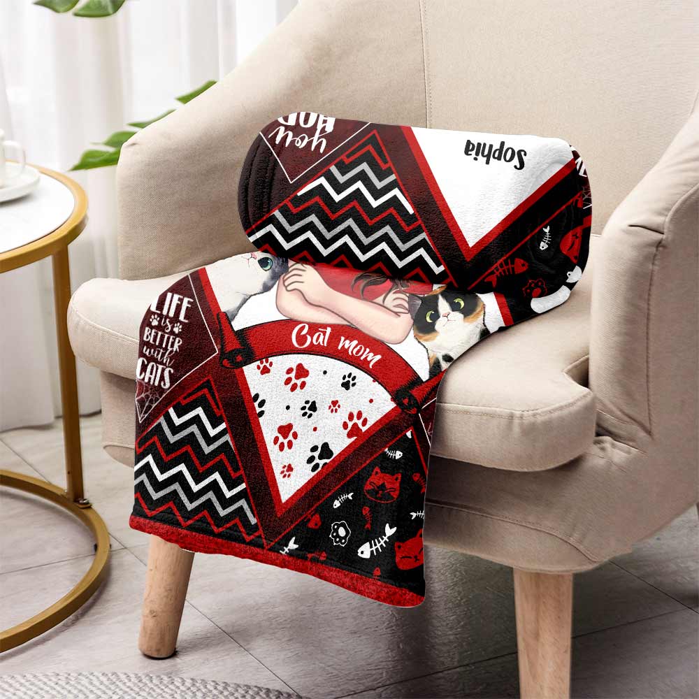 Maman Chat Papa Chat - Couverture pour chat personnalisée pour la fête des mères et la fête des pères