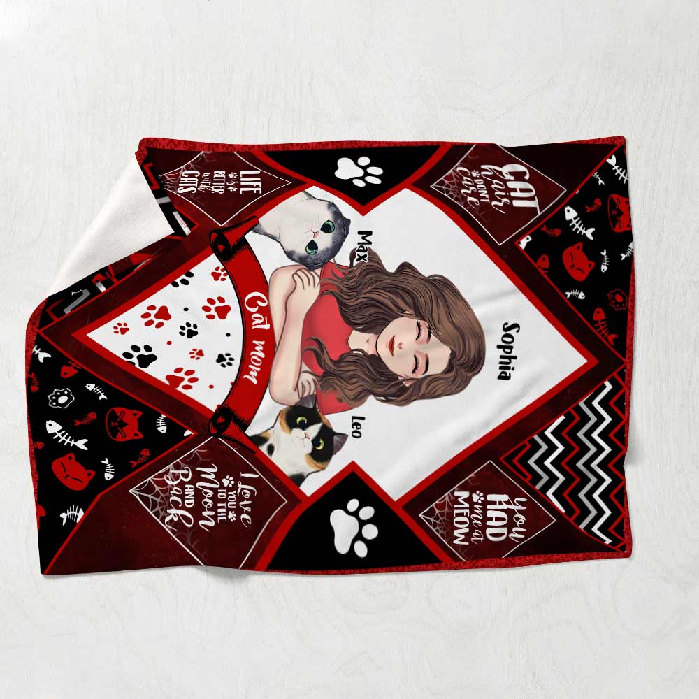 Maman Chat Papa Chat - Couverture pour chat personnalisée pour la fête des mères et la fête des pères