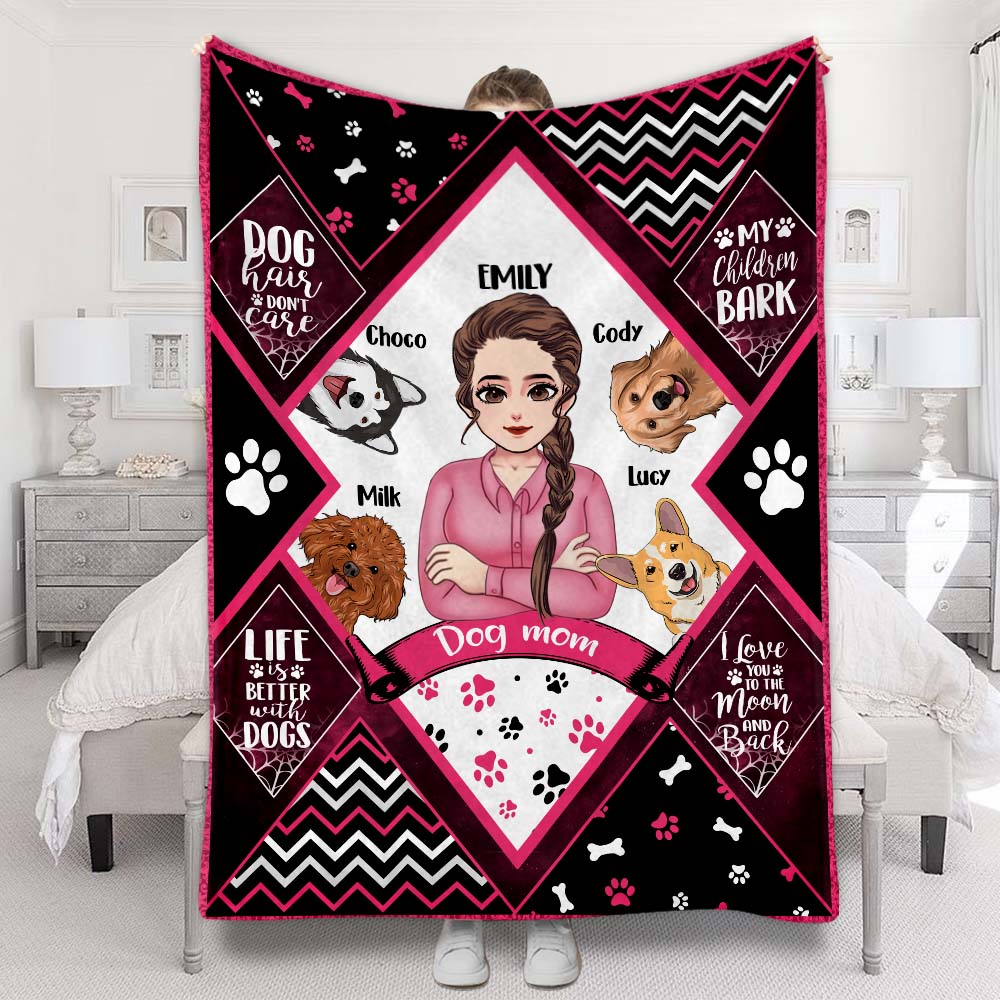 Couverture personnalisée pour chien « Maman chien, Papa chien » pour la fête des mères et la fête des pères