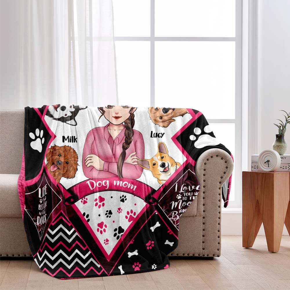 Couverture personnalisée pour chien « Maman chien, Papa chien » pour la fête des mères et la fête des pères