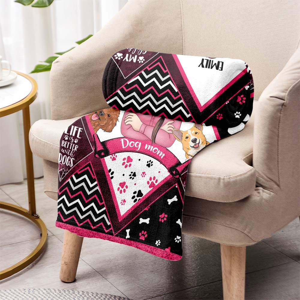 Couverture personnalisée pour chien « Maman chien, Papa chien » pour la fête des mères et la fête des pères