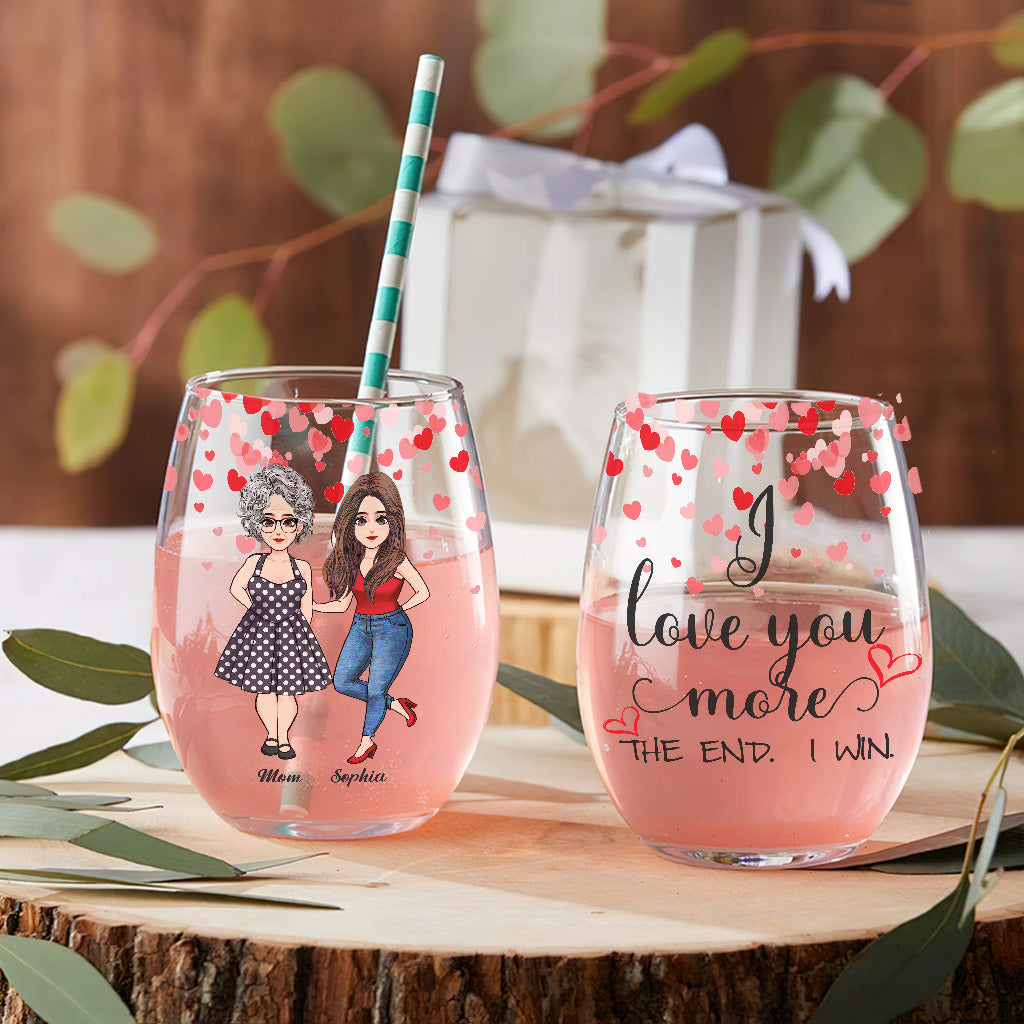Je t'aime plus que tout - Verre à vin personnalisé pour la fête des mères