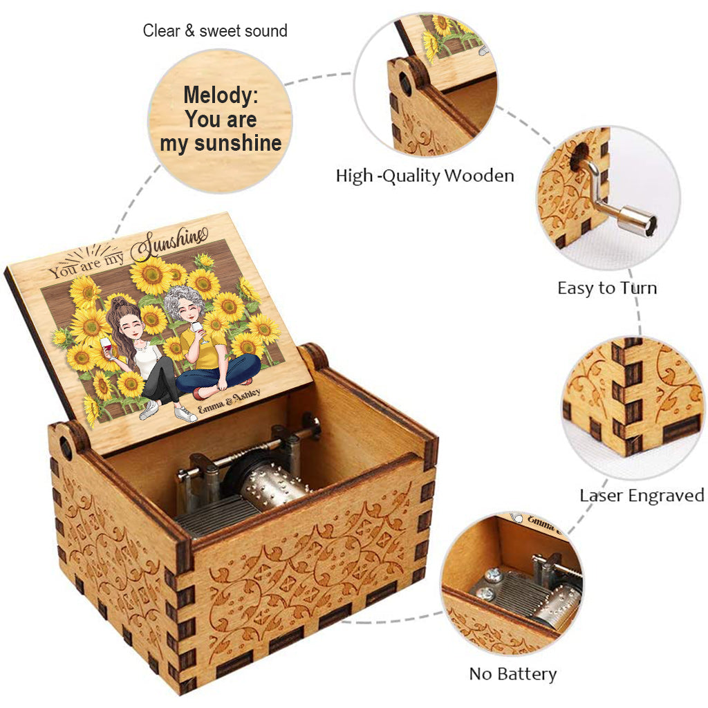 Tu es mon rayon de soleil - Boîte à musique à manivelle personnalisée pour la fête des mères
