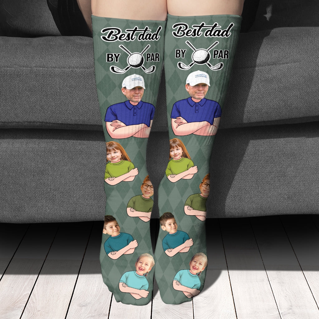 Meilleur Papa selon le Par - Cadeau de golf pour papa, lui, petit ami, mari, grand-père - Chaussettes personnalisées
