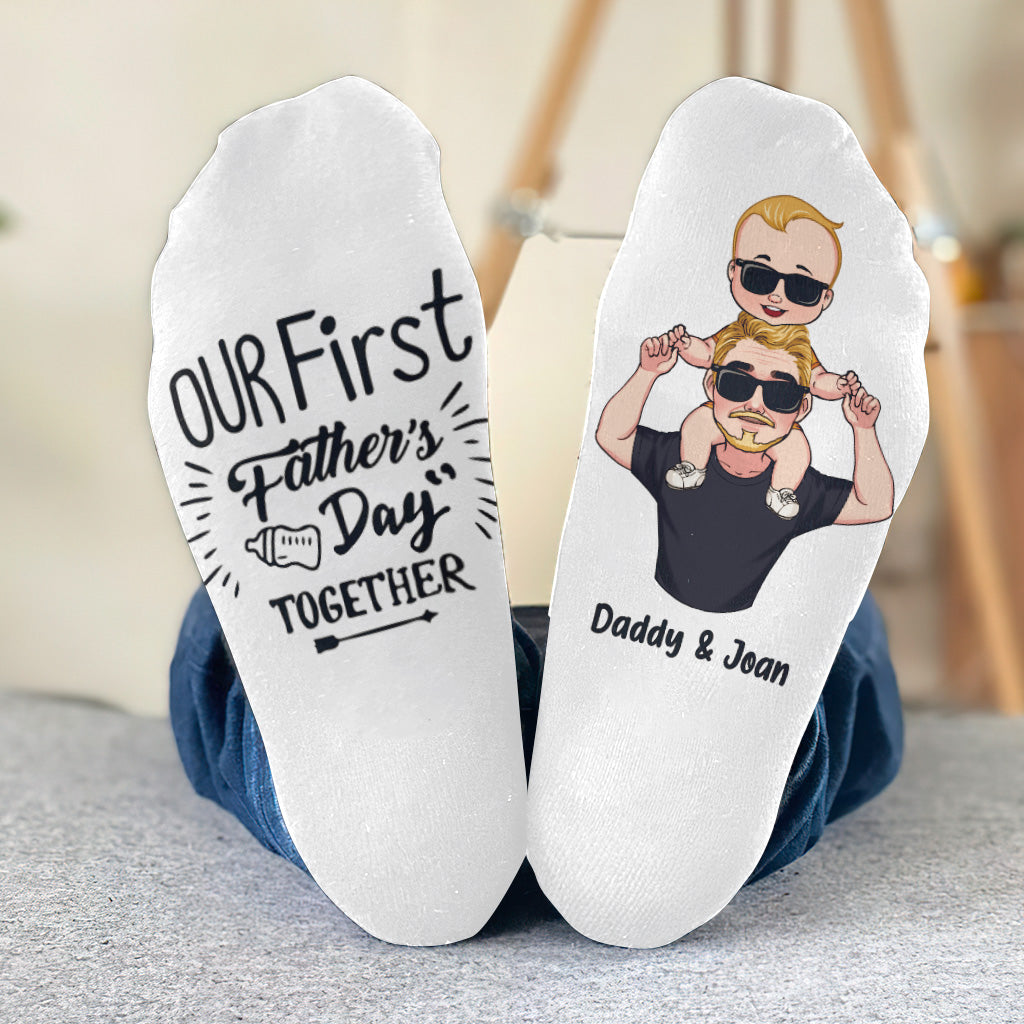 Notre première fête des pères ensemble - Chaussettes personnalisées pour papa