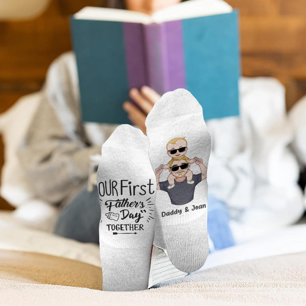Notre première fête des pères ensemble - Chaussettes personnalisées pour papa