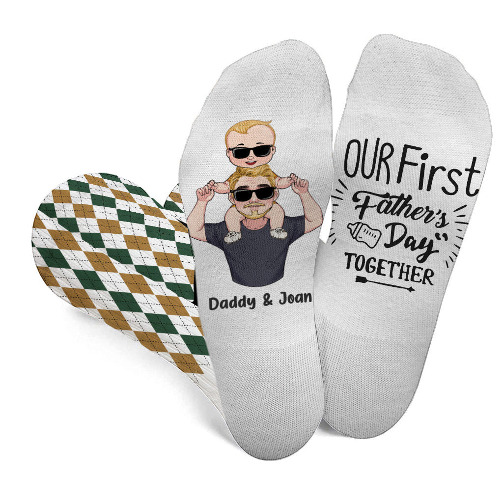 Notre première fête des pères ensemble - Chaussettes personnalisées pour papa