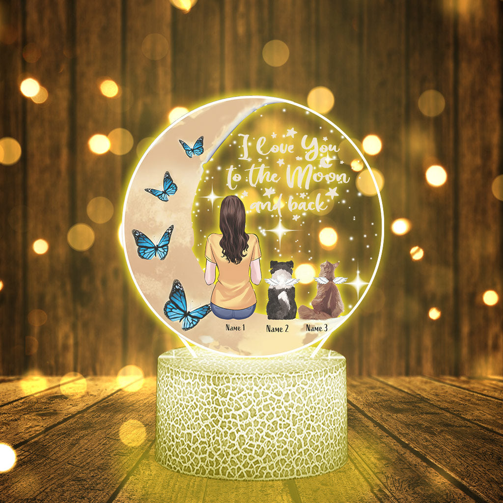 Je t'aime jusqu'à la lune et retour - Plaque lumineuse personnalisée en forme de chien