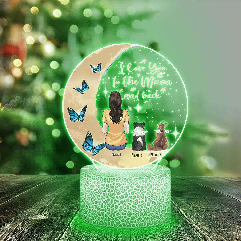Je t'aime jusqu'à la lune et retour - Plaque lumineuse personnalisée en forme de chien