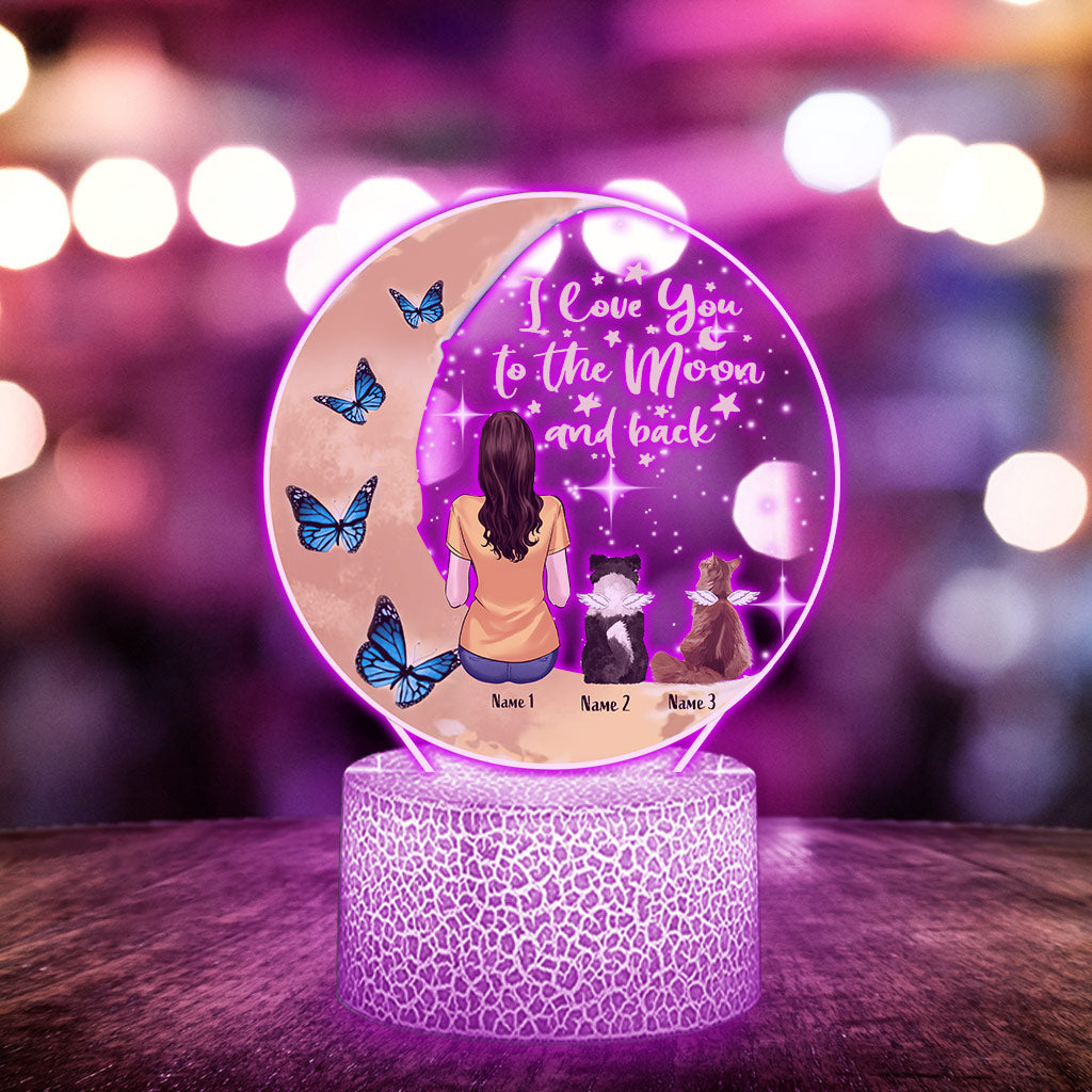 Je t'aime jusqu'à la lune et retour - Plaque lumineuse personnalisée en forme de chien