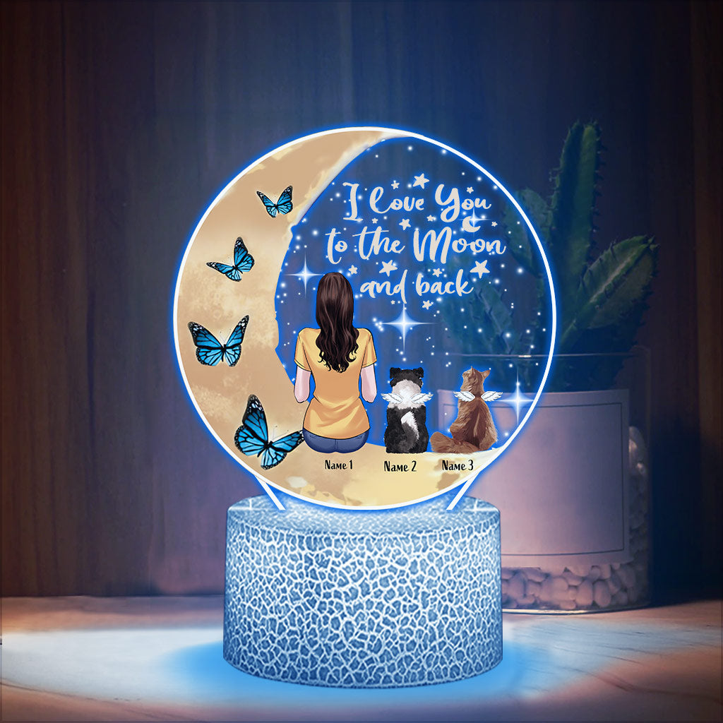 Je t'aime jusqu'à la lune et retour - Plaque lumineuse personnalisée en forme de chien