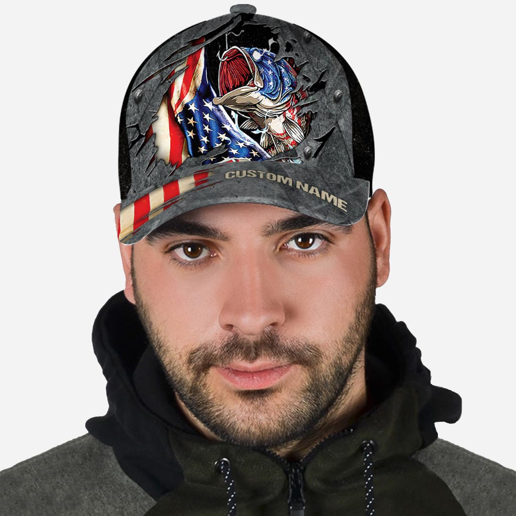 Casquette de pêche classique personnalisée avec drapeau américain