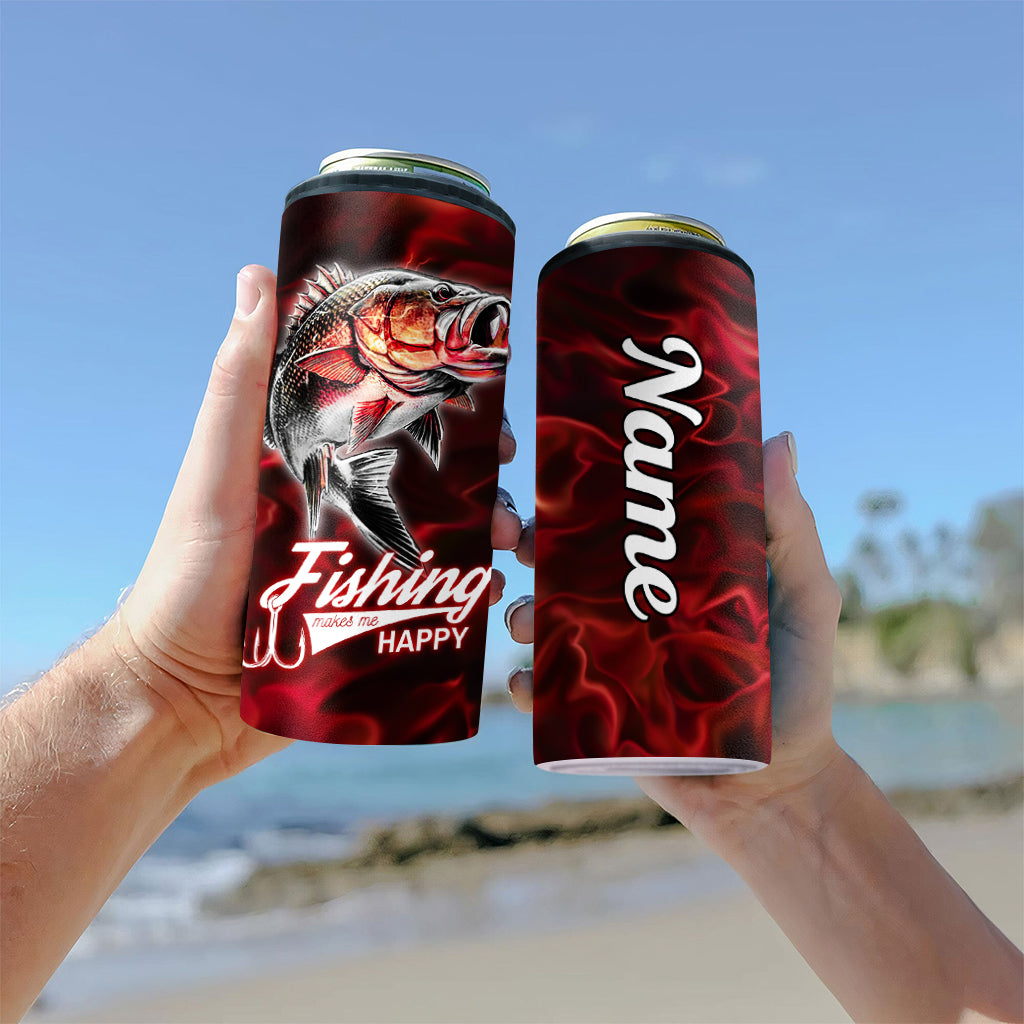 La pêche me rend heureux - Refroidisseur de canettes de pêche personnalisé