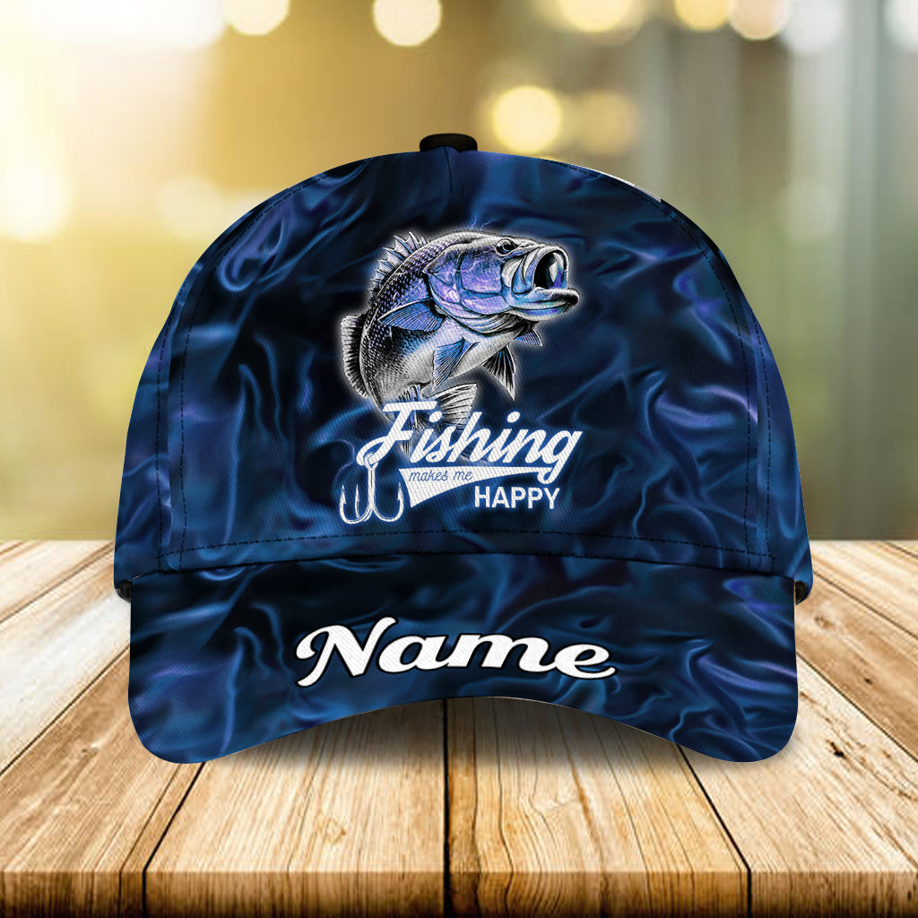 Fishing Makes Me Happy - Personalized Fishing Classic Cap