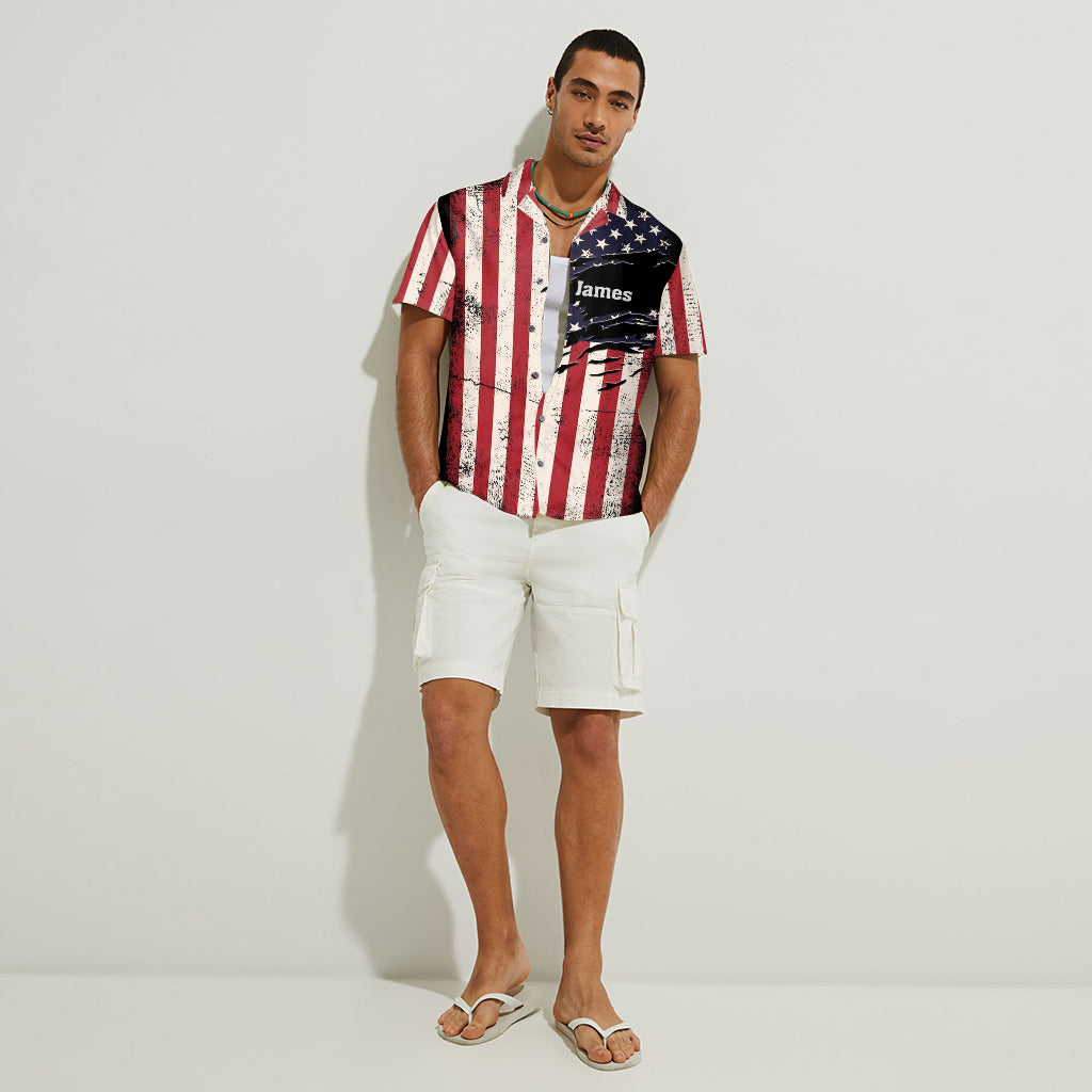 Pêcheur patriotique - Chemise hawaïenne de pêche personnalisée