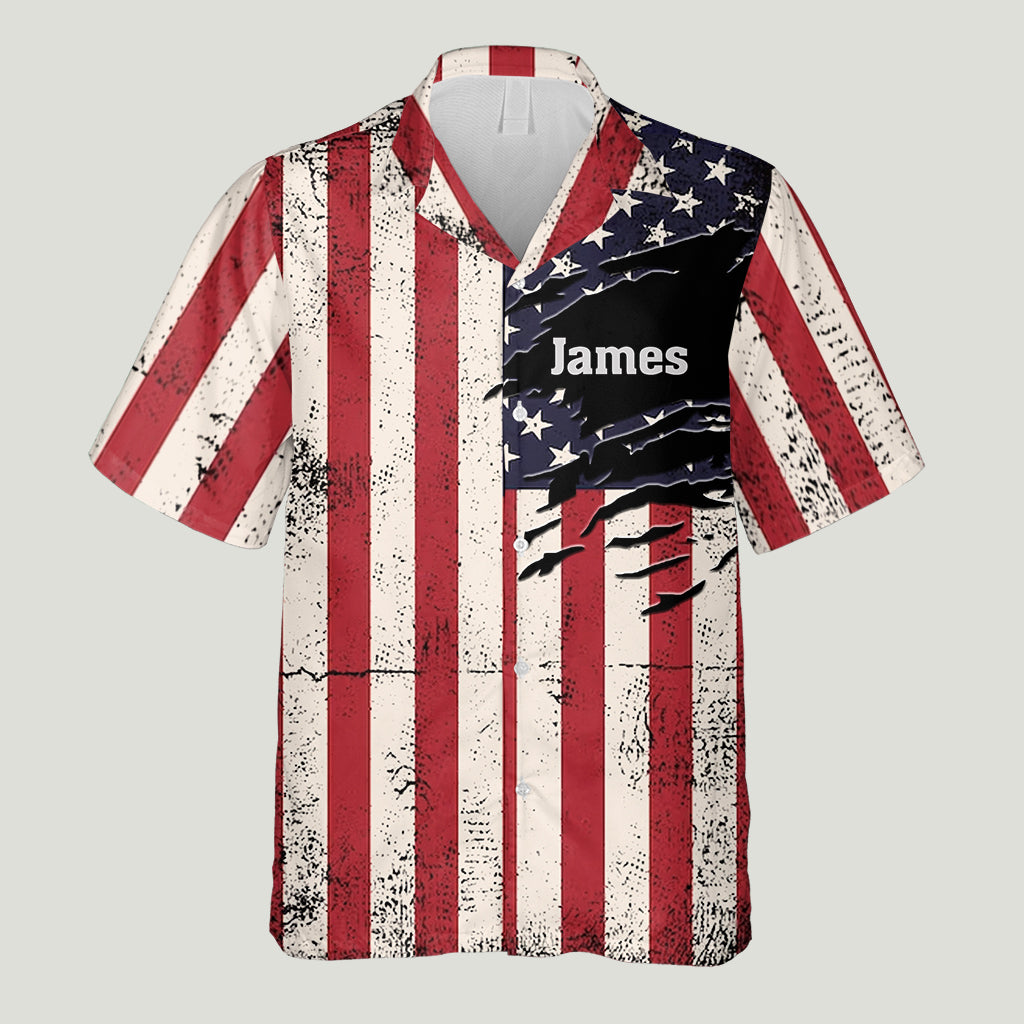 Pêcheur patriotique - Chemise hawaïenne de pêche personnalisée