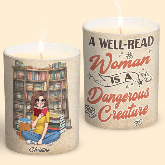 Une femme cultivée - Bougie personnalisée en forme de livre avec couvercle en bois