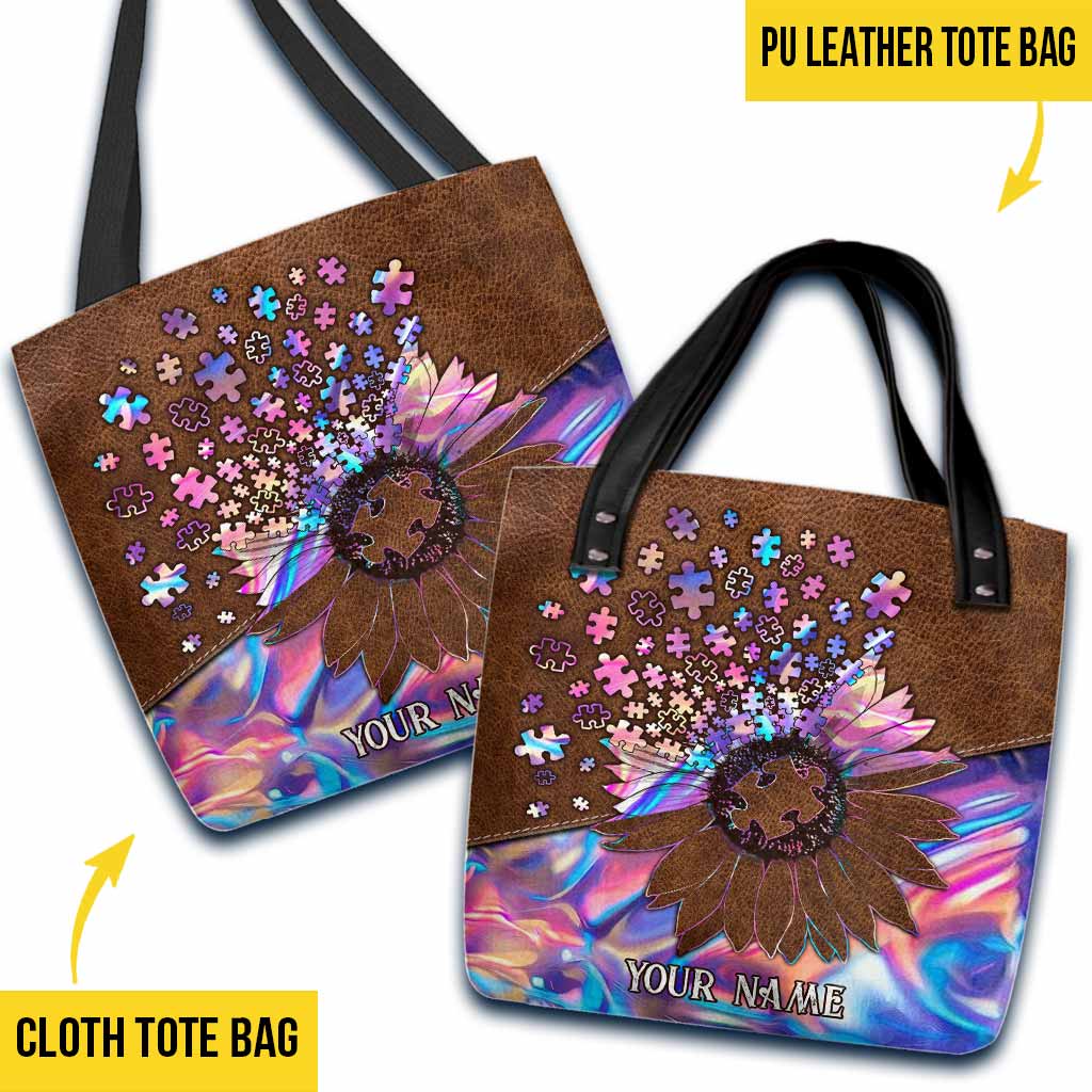 Sac fourre-tout personnalisé Accept Understand Love Puzzles Tournesol Hologramme - Sensibilisation à l'autisme