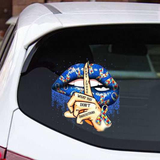 Ne jugez pas ce que vous ne comprenez pas - Autocollant de sensibilisation à l'autisme (intégral, 112021)