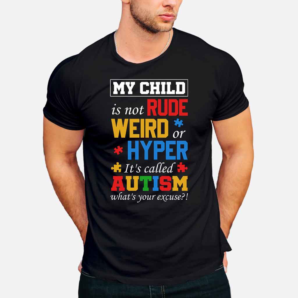 T-shirt et sweat à capuche « Mon enfant n'est ni impoli, ni bizarre, ni hyper classique » pour la sensibilisation à l'autisme 112021