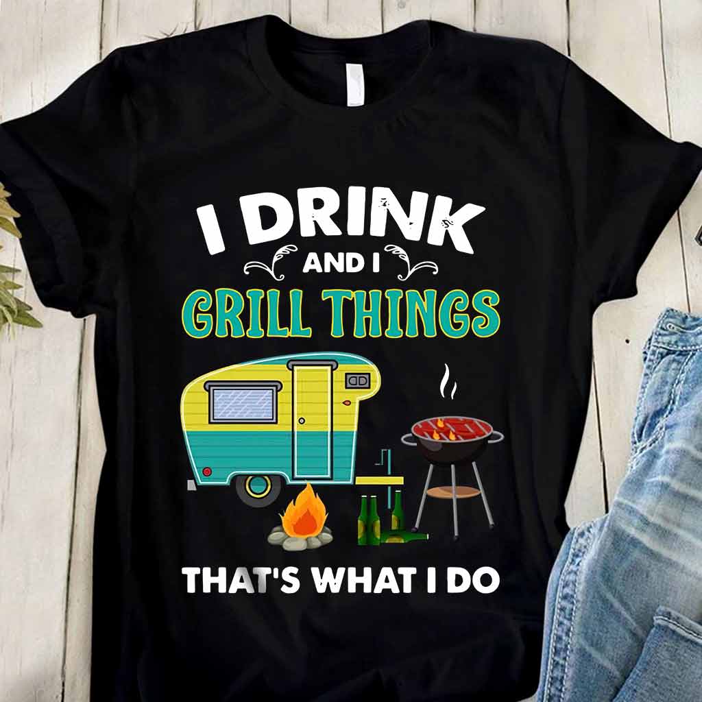 Je bois et je fais des grillades - T-shirt et sweat à capuche de camping 112021