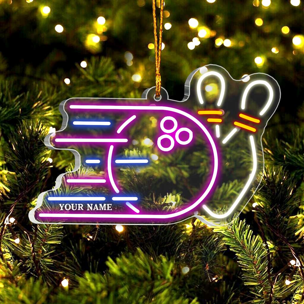 Collection d'articles de bowling - Ornement de Noël transparent personnalisé sur le thème du bowling