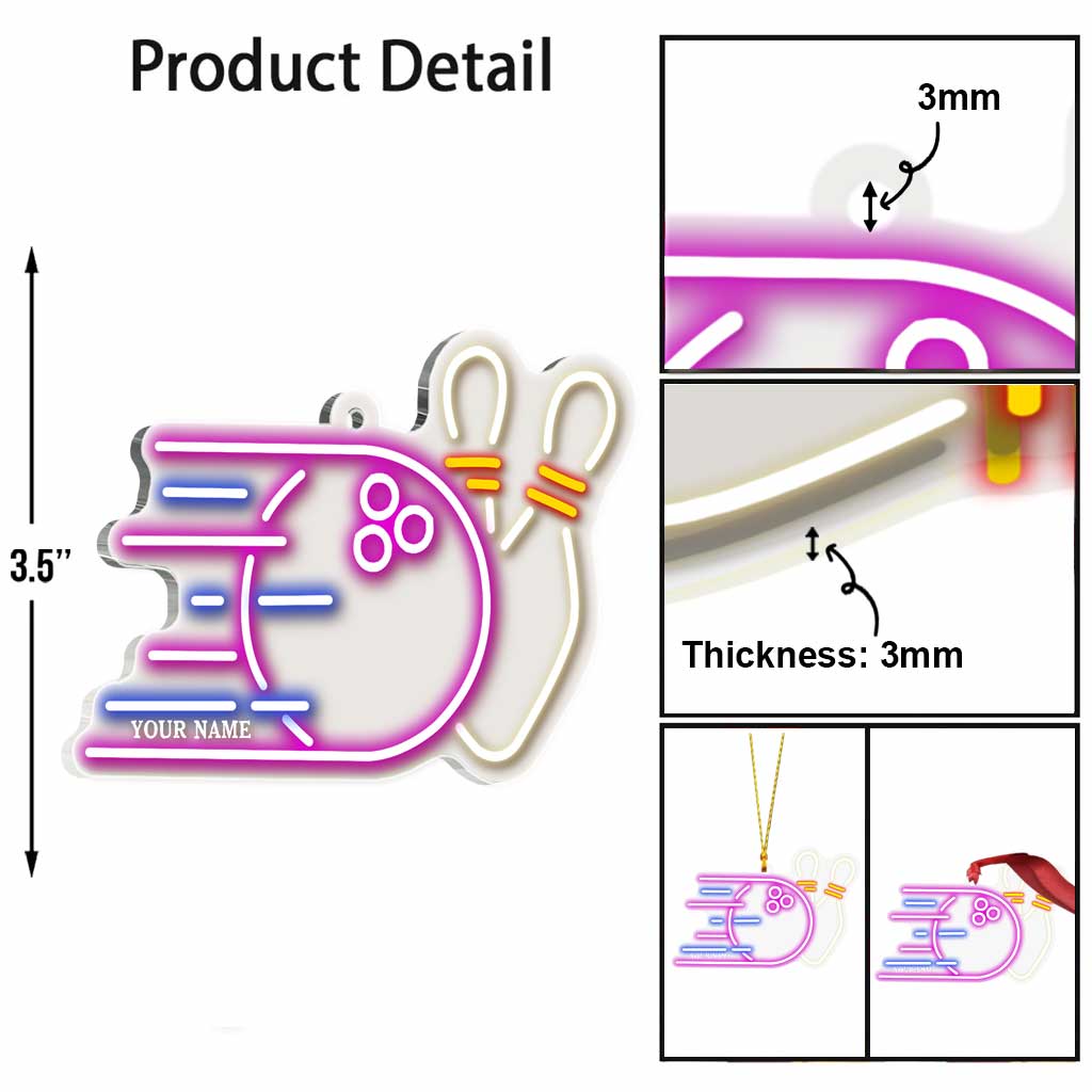 Collection d'articles de bowling - Ornement de Noël transparent personnalisé sur le thème du bowling
