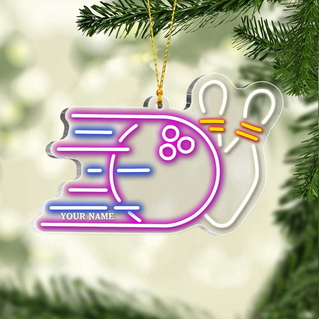 Collection d'articles de bowling - Ornement de Noël transparent personnalisé sur le thème du bowling
