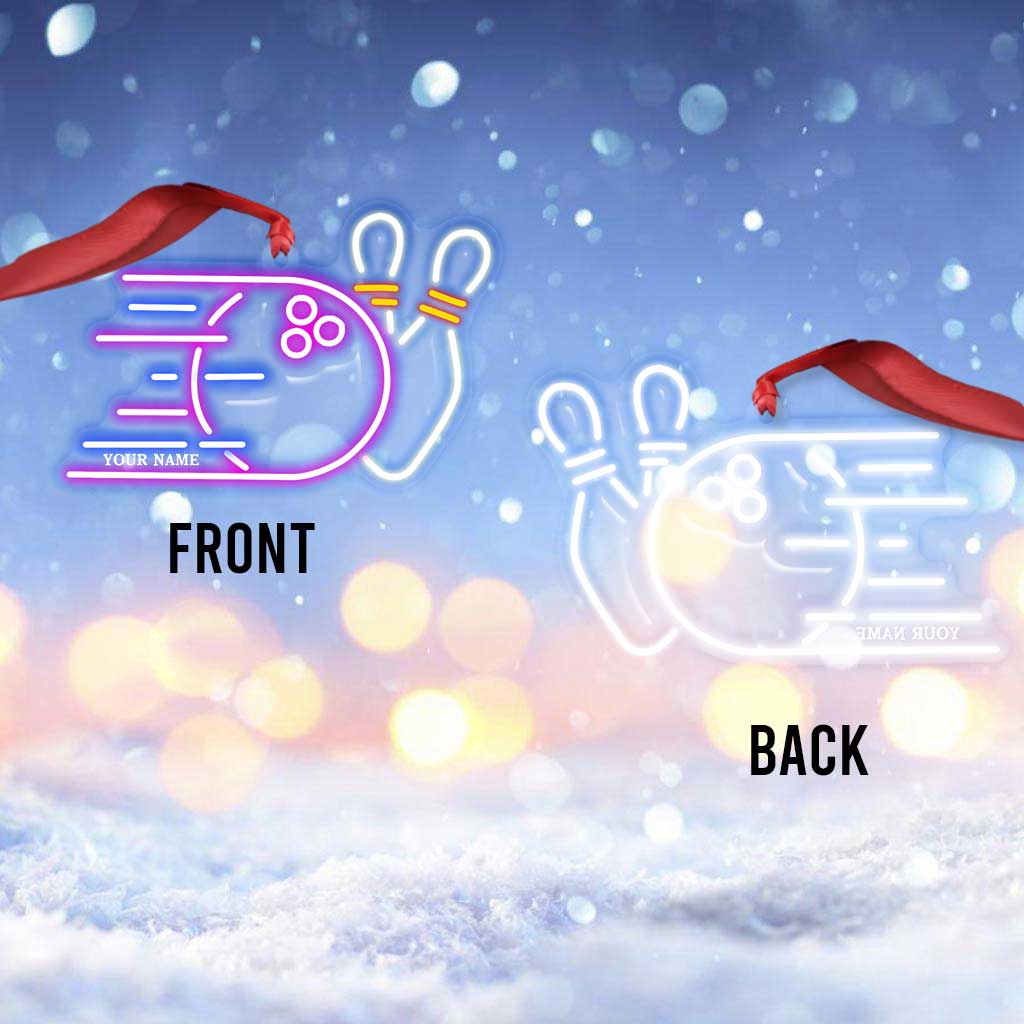 Collection d'articles de bowling - Ornement de Noël transparent personnalisé sur le thème du bowling