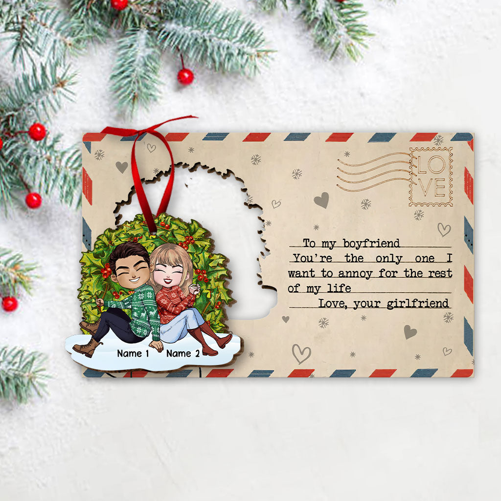Vous êtes unique - Carte de Noël personnalisée pour couple en bois avec ornement en relief
