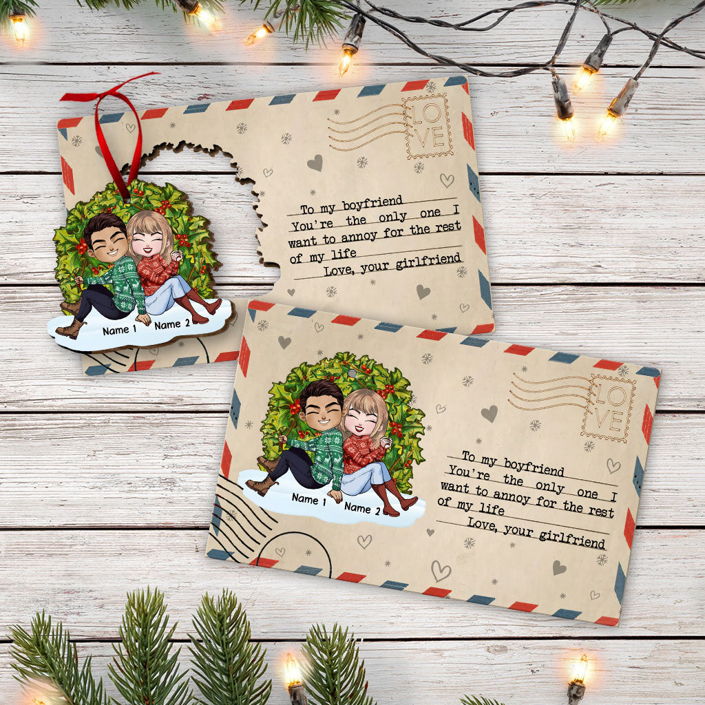 Vous êtes unique - Carte de Noël personnalisée pour couple en bois avec ornement en relief