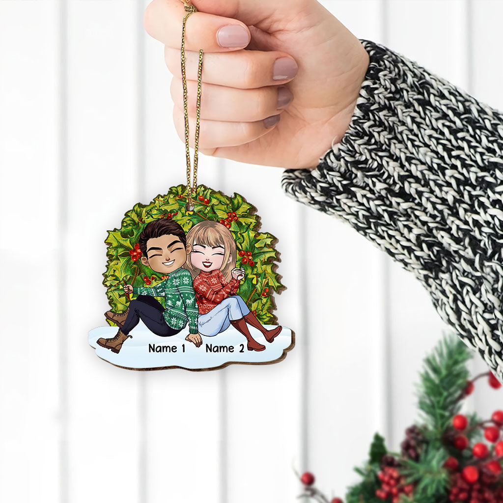 Vous êtes unique - Carte de Noël personnalisée pour couple en bois avec ornement en relief