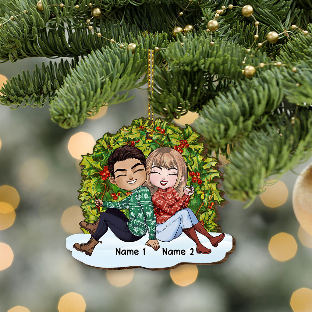 Vous êtes unique - Carte de Noël personnalisée pour couple en bois avec ornement en relief